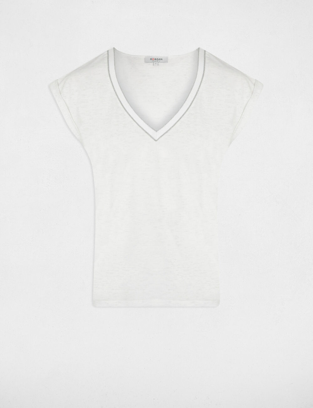 Kurzarm-T-Shirt elfenbein damen