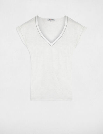 Kurzarm-T-Shirt elfenbein damen