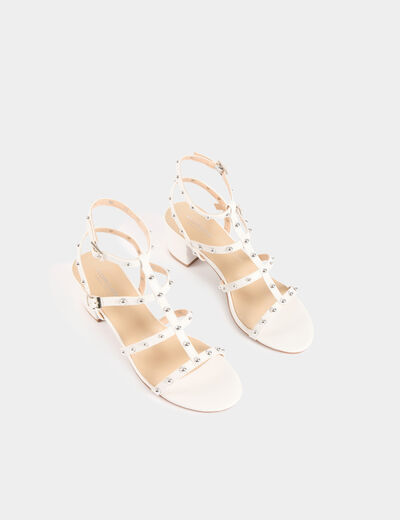Sandalen mit Absätzen und Nieten weiss damen