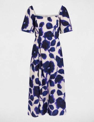 Robe longue droite imprimée multicolore femme