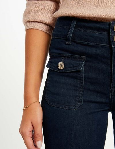 Bootcut-Jeans mit hoher Taille rohes denim damen