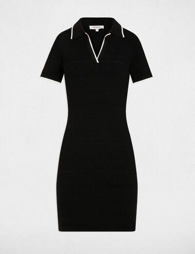 Robe tricot courte ajustée noir femme