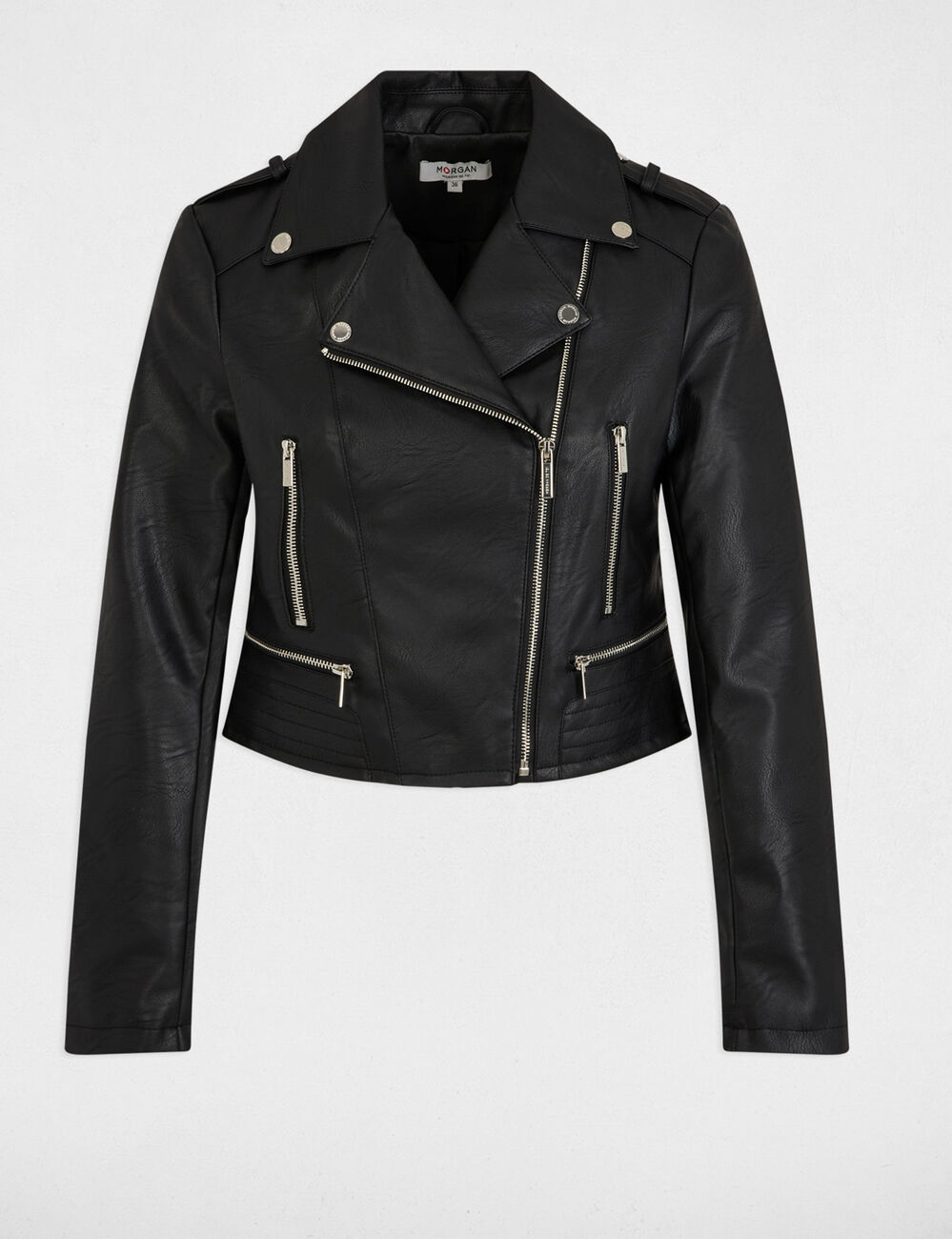 Gerader Blouson mit Reverskragen schwarz damen