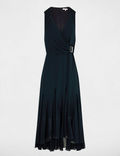 Fließendes Midikleid marineblau damen