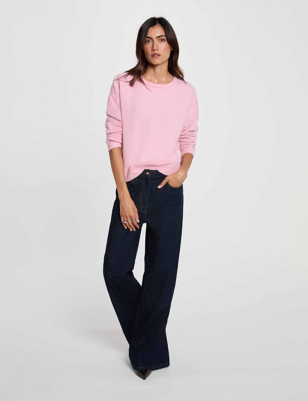 Pullover mit Rundhalsausschnitt pastellrosa damen