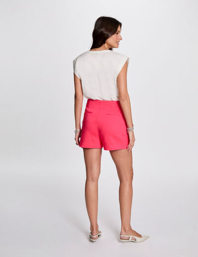 Gerade geschnittene Shorts mit Abnähern fuschia rot damen