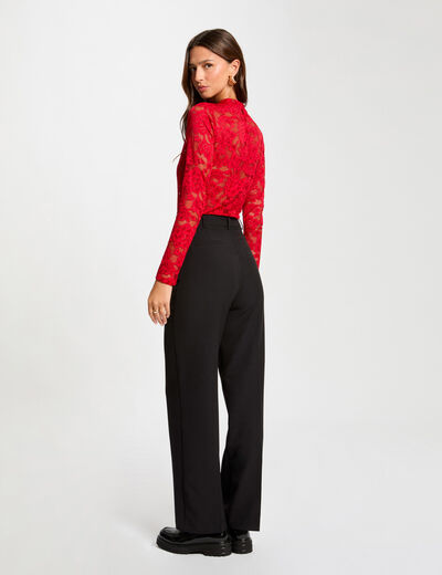 Gerade Hose mit Abnähern schwarz damen