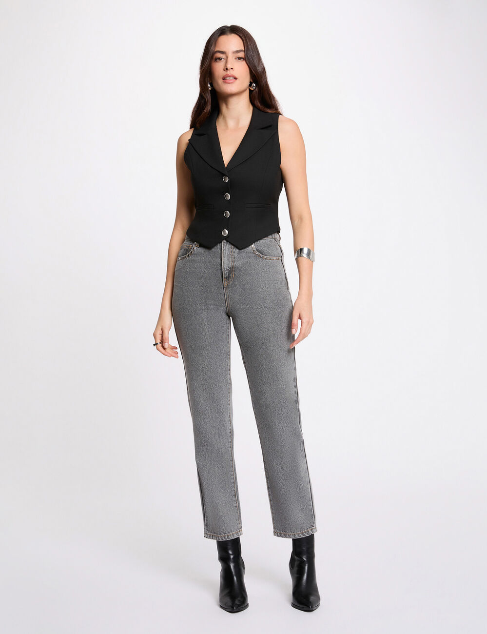 Gilet sans manches ajust&eacute; noir femme