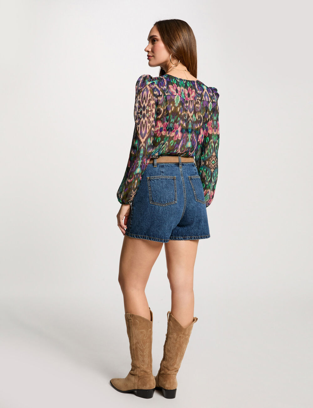Bluse mit langen Ärmeln mehrfarbig damen