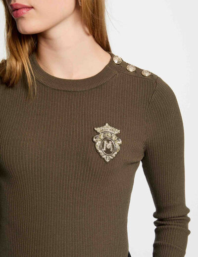 Pullover mit Rundhalsausschnitt khakigrün damen