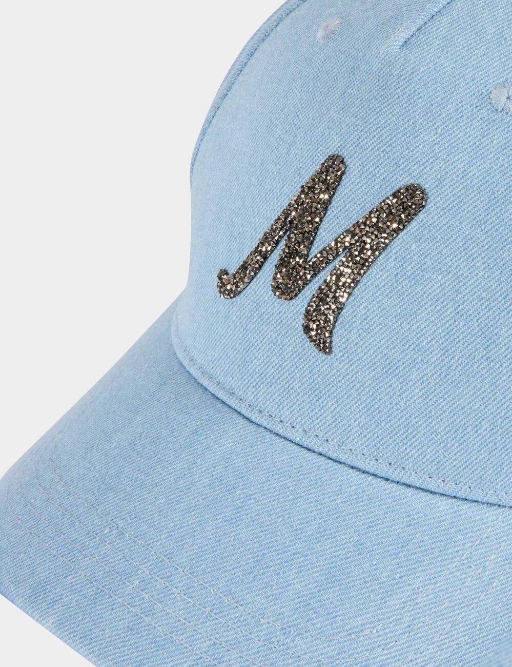 Casquette en jean M strass denim bleach femme