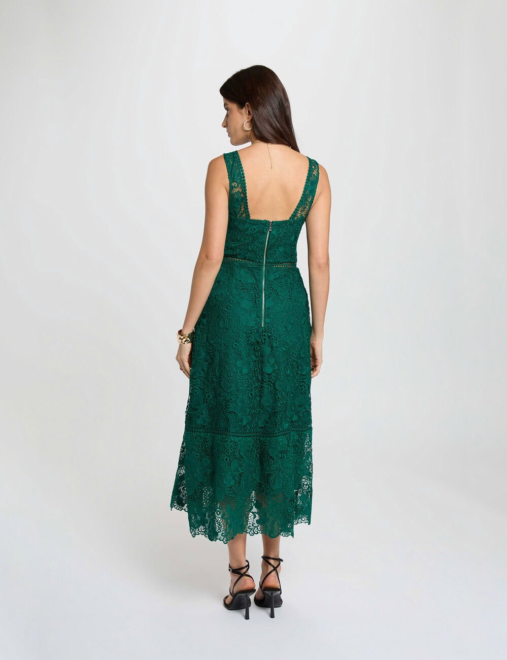 Langes Kleid aus Spitze gr&uuml;n damen