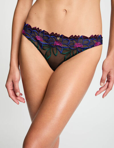Spitzen-Tanga schwarz damen
