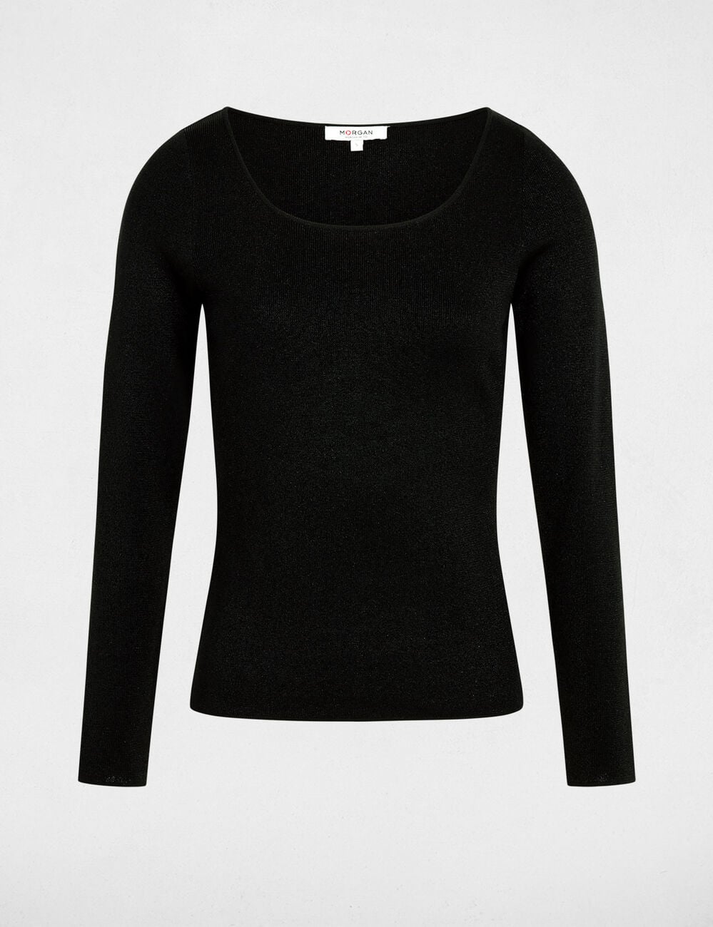 Pull cintr&eacute; col u noir femme