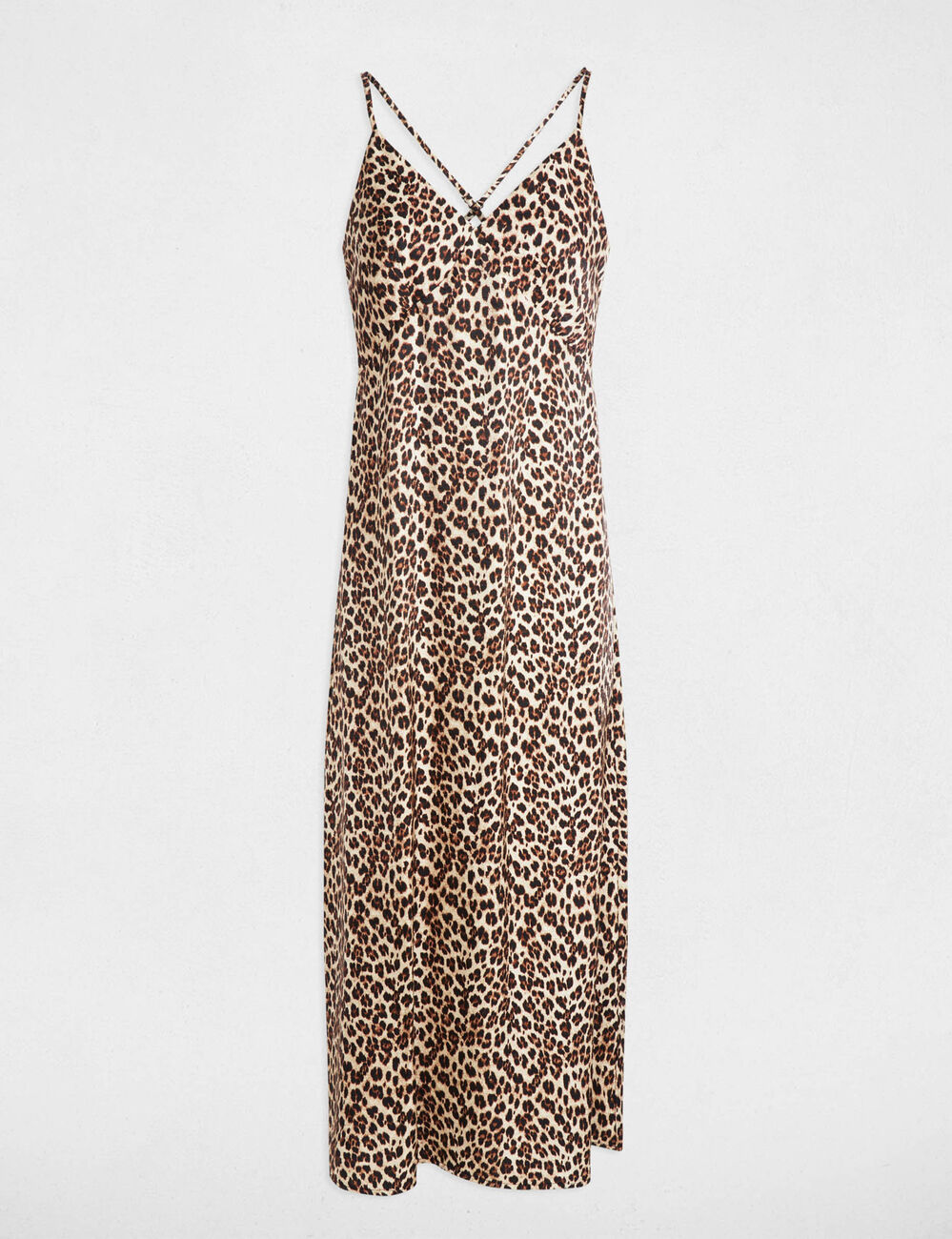 Robe midi droite imprimée multicolore femme