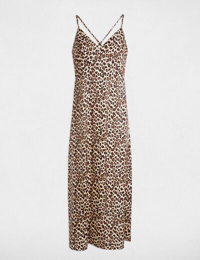 Robe midi droite imprimée multicolore femme