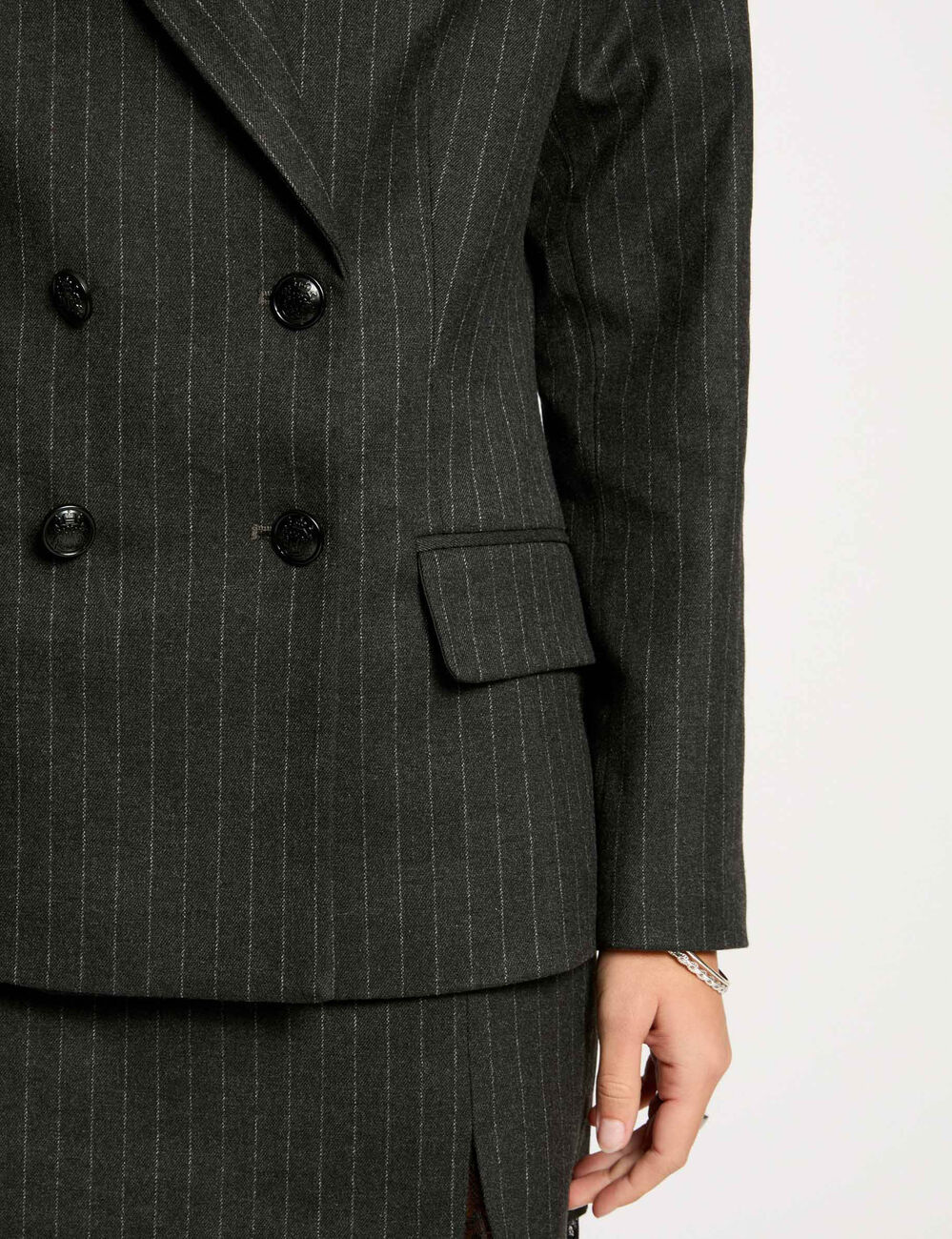 Gestreifter Blazer dunkelgrau damen