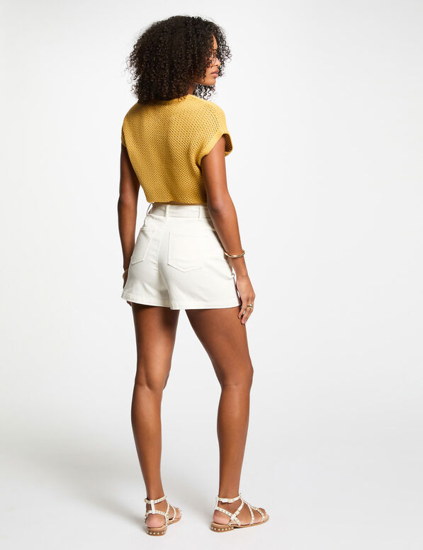 pull manches courtes jaune moutarde femme Pull manches courtes jaune moutarde femme