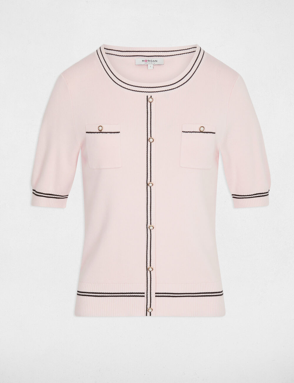 Kurz&auml;rmelige, taillierte Strickjacke hellrosa damen