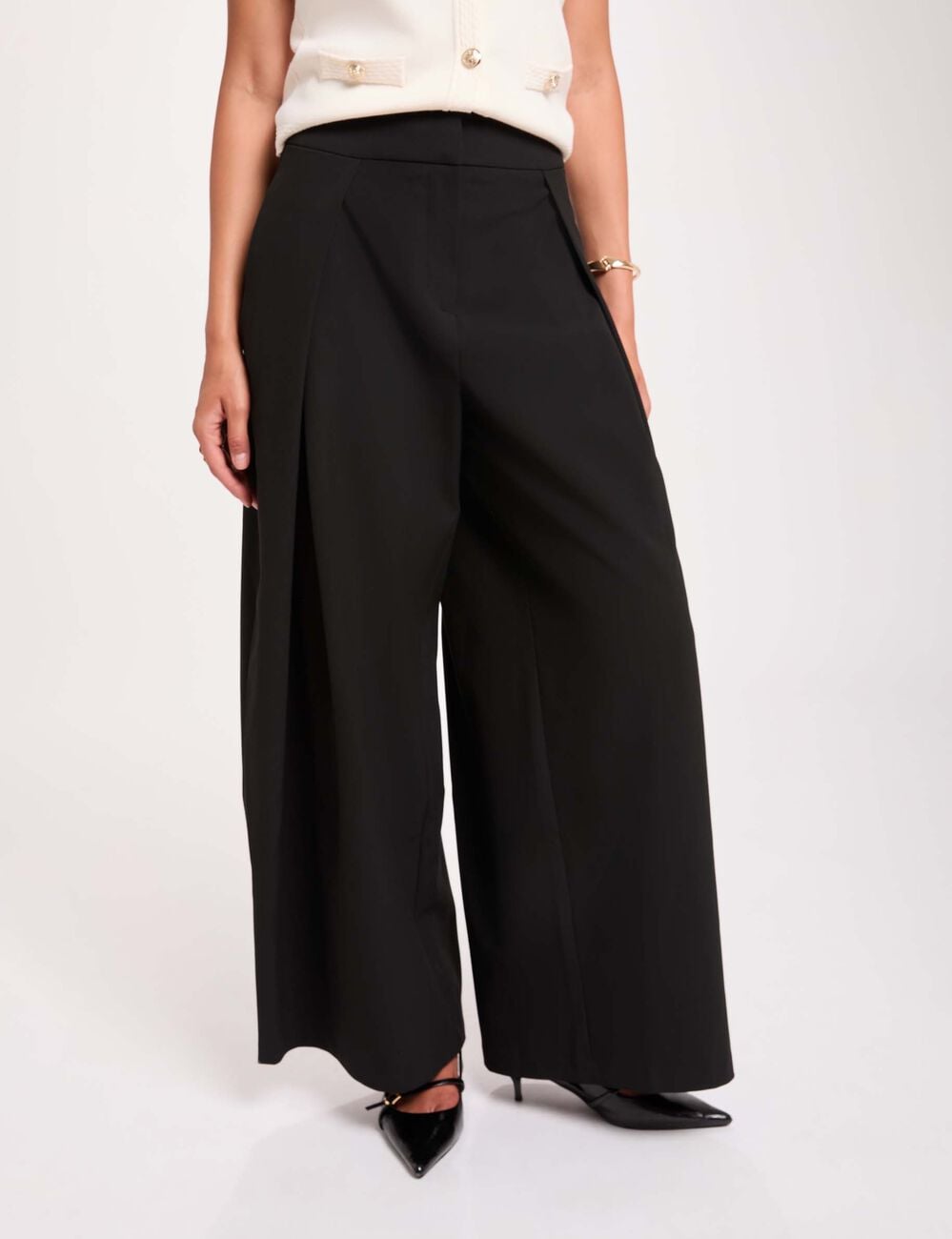 Weite hochgeschnittene Hose schwarz damen