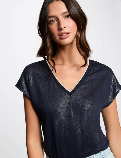 Kurzarm-T-Shirt marineblau damen