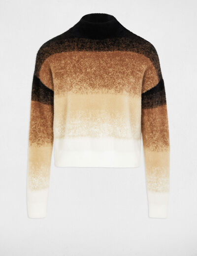 Pull col montant camel femme
