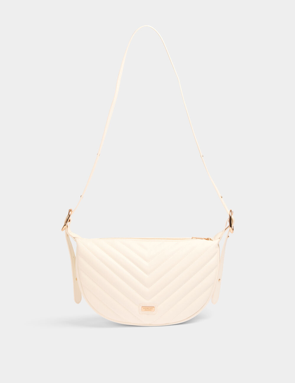 Halbmondförmige gesteppte Tasche weiss damen