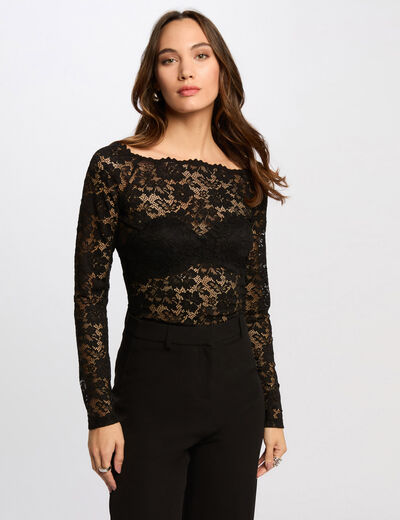 Langarmshirt schwarz damen