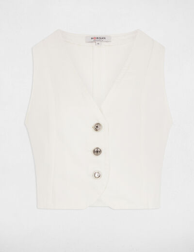 Veston sans manches jean blanc femme