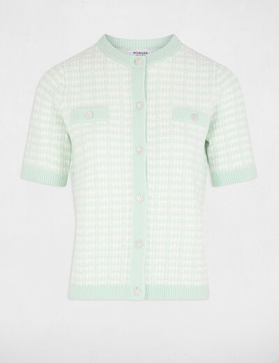 Gilet manches courtes imprimé vert clair femme