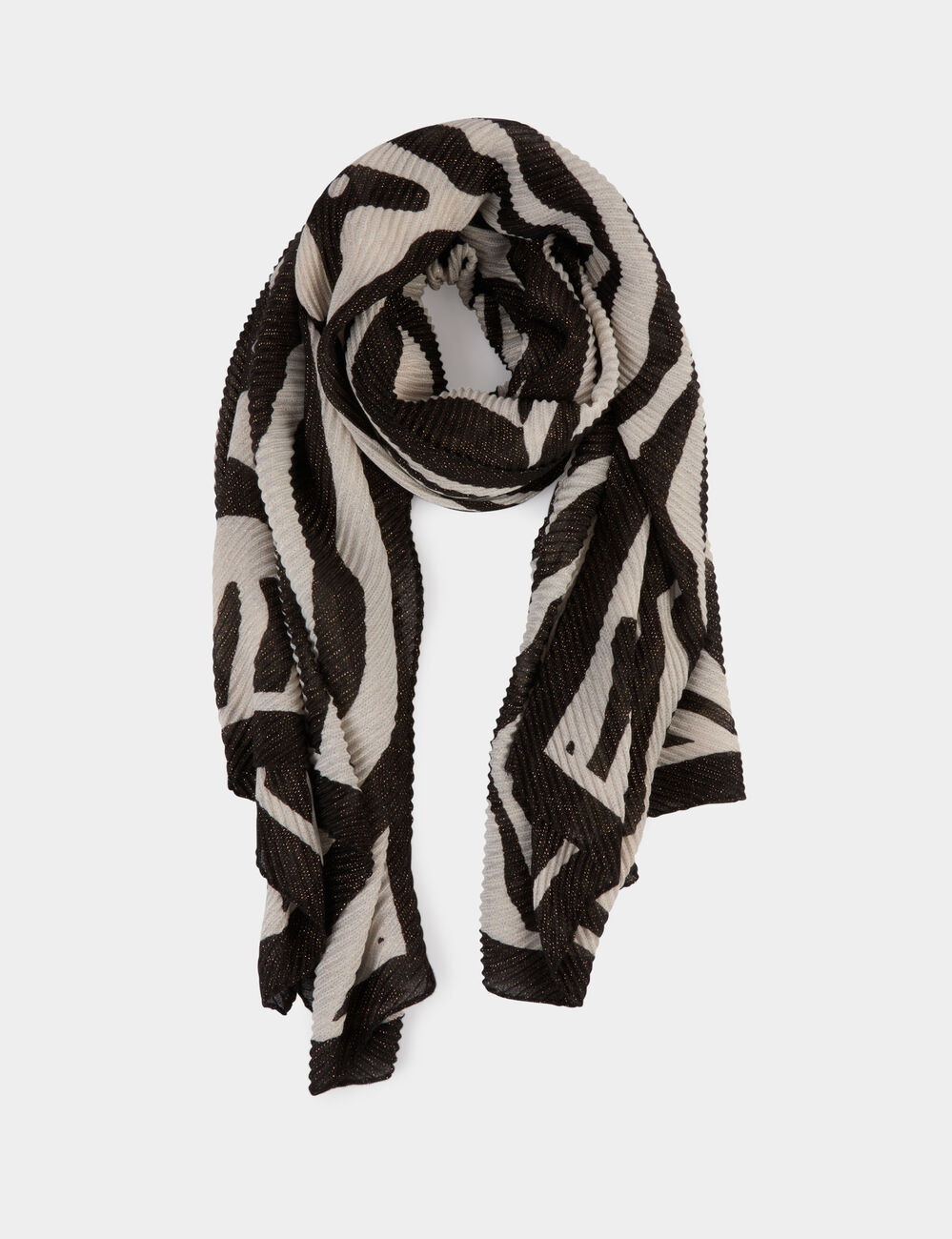 Plissierter Schal mit Muster elfenbein damen