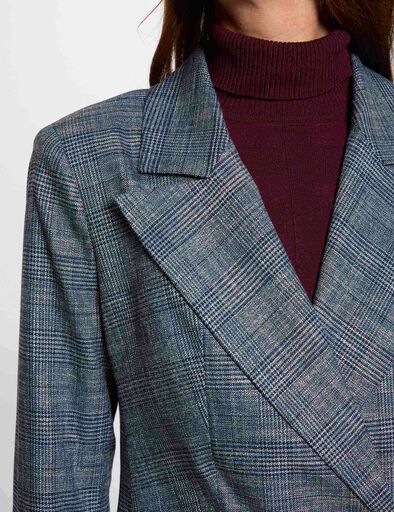 veste courte a carreaux bleu marine femme Veste courte à carreaux bleu marine femme