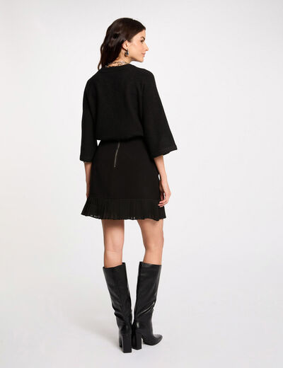 Jupe courte avec franges noir femme