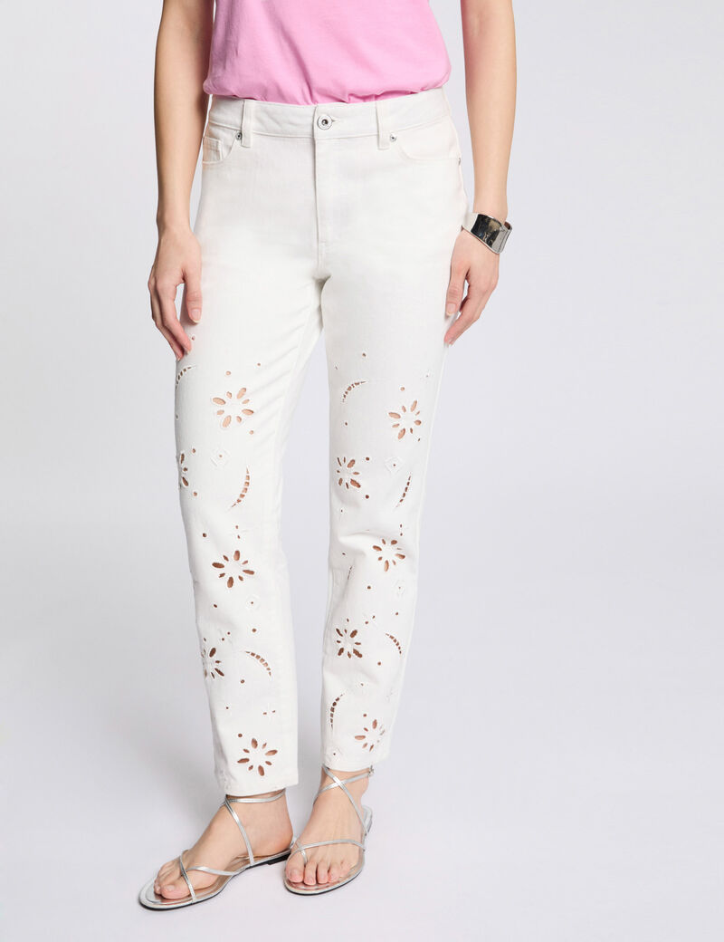 bestickte gerade jeans weiss damen Bestickte gerade Jeans weiss damen