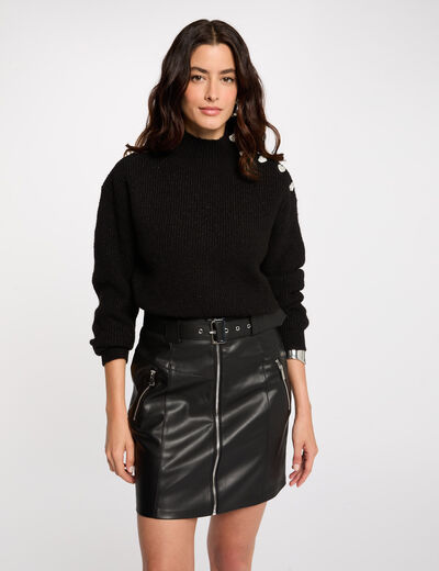Jupe courte simili cuir noir femme