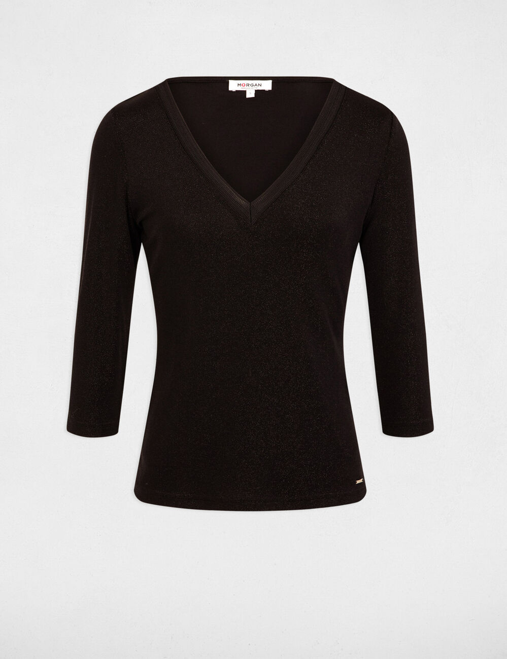 T-shirt manches 3/4 noir femme