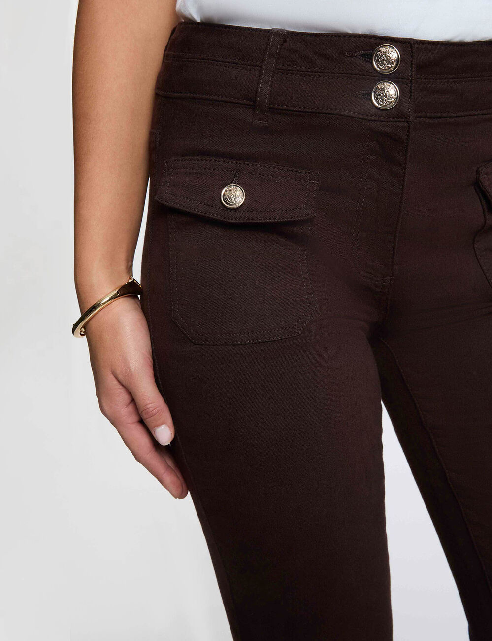 Pantalon bootcut marron fonc&eacute; femme
