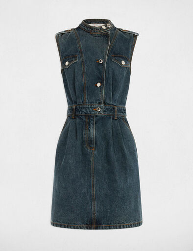 robe courte droite en jean denim stone femme Robe courte droite en jean denim stone femme