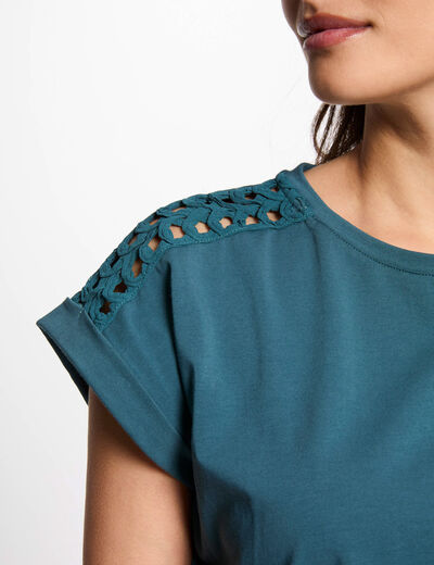 T-shirt manches courtes bleu pétrole femme