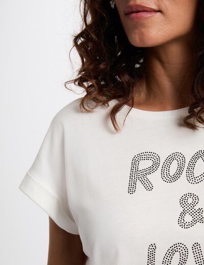 T-shirt court strass blanc femme