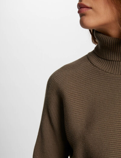 Langarm-Pullover mit überkreuztem Effekt khakigrün damen