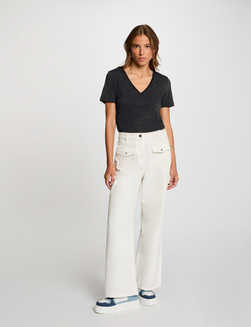 T-shirt manches courtes bleu marine femme