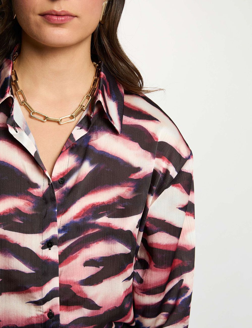 Chemise fluide col &agrave; revers multicolore femme