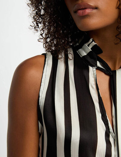 Blouse sans manches rayée multicolore femme