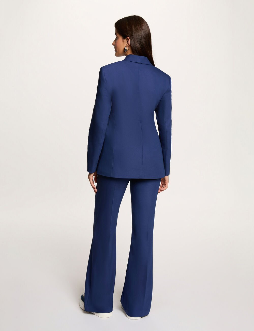 Flared Hose mit Falten marineblau damen