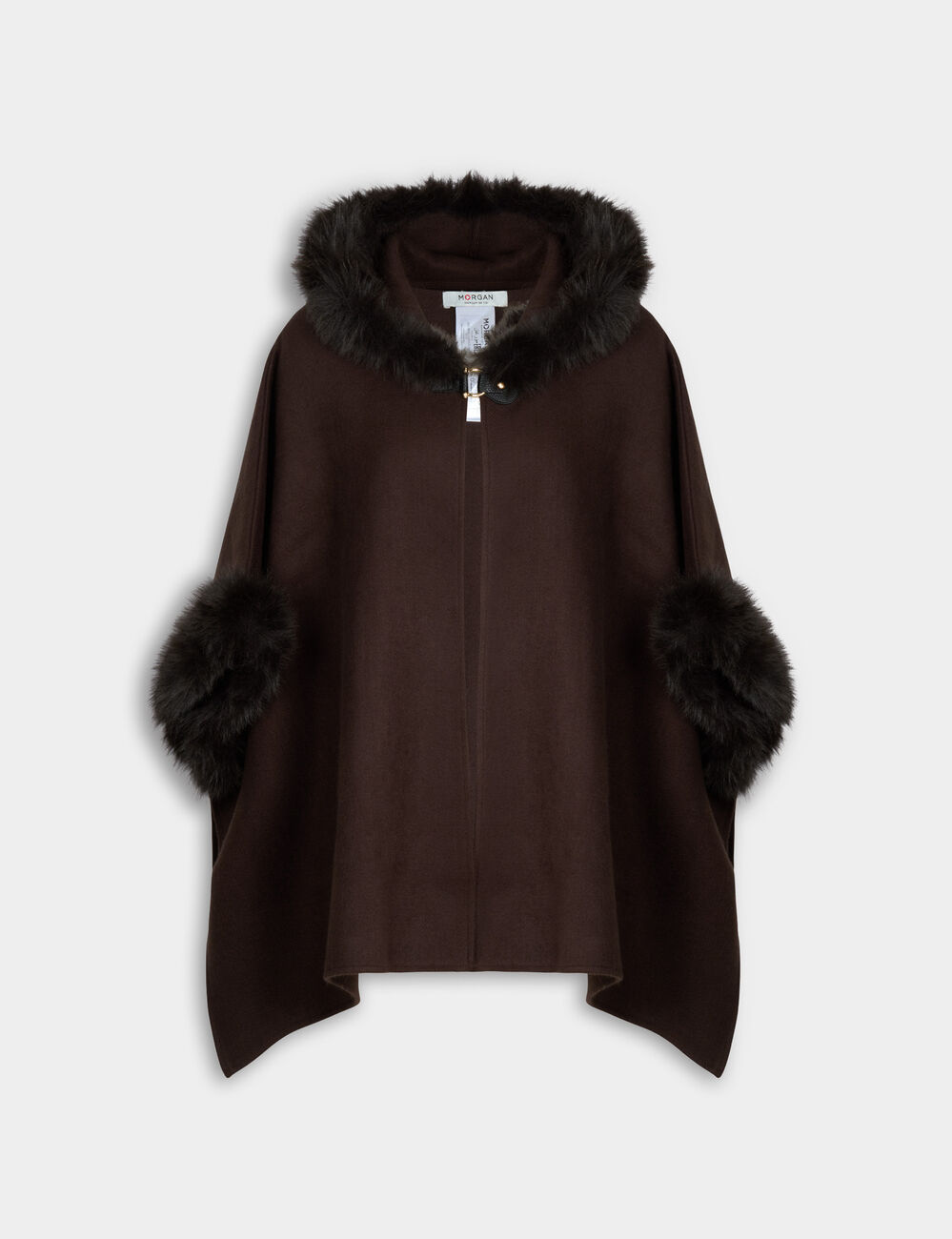 Poncho aus Kunstfell dunkelbraun damen