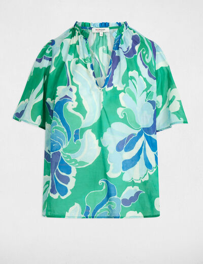 Blouse manches courtes multicolore femme