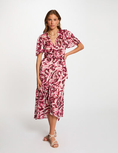 Robe midi portefeuille multicolore femme