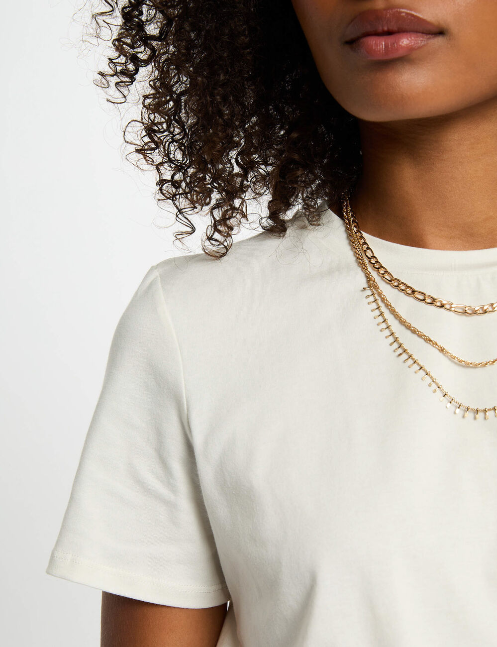 T-shirt mit kurzen Ärmeln weiss damen