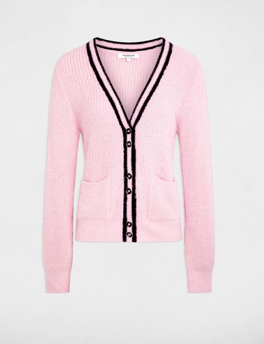 Strickjacke mit V-Ausschnitt rosa damen